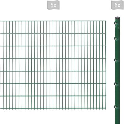 Doppelstabmattenzaun ARVOTEC "ESSENTIAL 143 zum Einbetonieren", grün (dunkelgrün), H:143cm, Stahl, Kunststoff, Zauneleme