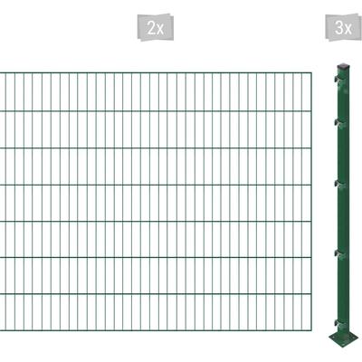 Einstabmattenzaun ARVOTEC "ESSENTIAL 140 zum Einbetonieren", grün (dunkelgrün), H:140cm, Stahl, Kunststoff, Zaunelemente