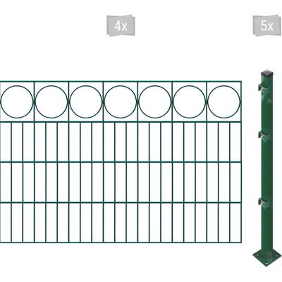 Doppelstabmattenzaun ARVOTEC "ESSENTIAL 80 zum Aufschrauben "Ring" mit Zierleiste", grün (dunkelgrün), H:80cm, Stahl, Ku