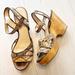 Coach Shoes | Coach Nikkie Snakeskin Wood Block Wedge Sandals 9.5 Reptile | Color: Brown/Cream | Size: 9.5