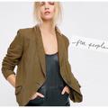 Free People Jackets & Coats | Free People Linen Blend Shawl Collar Blazer Moss - Size Xs | Color: Green | Size: Xs