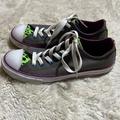 Converse Shoes | Converse All Star Shoes Gray Neon Animal Print Double Tongue Size 4.5 | Color: Gray/Purple | Size: 4.5g