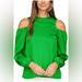 Michael Kors Tops | Michael Michael Kors Women’s Satin Cold-Shoulder Top In Spring Green Xs | Color: Green | Size: Xs