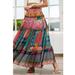 Anthropologie Skirts | Anthropologie Celina Multicolor Patchwork Tiered Embellished Boho Maxi Skirt | Color: Green/Pink | Size: 6