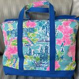 Lilly Pulitzer Bags | Lilly Pulitzer Mercato Tote "Lilly Loves Dc" - Nwt | Color: Blue/Pink | Size: Os