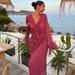 Zara Dresses | Blogger's Fave! Zara Ruffled Midi Dress Nwt | Color: Pink/Purple | Size: L