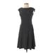 9&Co. Casual Dress - A-Line: Black Stripes Dresses - Women's Size 8