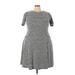 Lane Bryant Casual Dress - A-Line Crew Neck Short sleeves: Gray Dresses - Women's Size 22 Plus