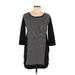Jessica Simpson Casual Dress - Mini Scoop Neck 3/4 sleeves: Black Stripes Dresses - Women's Size Large