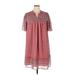 Lucky Brand Casual Dress - Mini V Neck Short sleeves: Red Dresses - Women's Size 1X