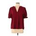 ee:some Short Sleeve Blouse: Burgundy Tops - Women's Size Large