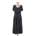 Torrid Casual Dress - Midi Scoop Neck Short sleeves: Blue Print Dresses - Women's Size Large Plus