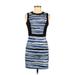 Calvin Klein Casual Dress - Sheath: Blue Color Block Dresses - Women's Size 8