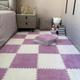 100 Pcs Soft Rugs Carpet Tiles,30 Cm Jigsaw Puzzle Play Mat,Plush Interlocking Floor Mats,0.6 And 1 Cm Foam Bottom Thickness(Size:0.39 inch,Color:Purple+White)