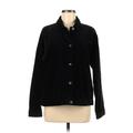 Eileen Fisher Denim Jacket: Below Hip Black Print Jackets & Outerwear - Women's Size Medium
