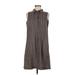 Garnet Hill Casual Dress - Shirtdress High Neck Sleeveless: Gray Dresses - Women's Size 6