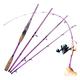 Reel Combos 2.1M 4 Sections Casting Rod Spinning Rods UltraLight Carbon Fiber Lure Rod Pink Fishing Pole Fishing Tackle Fishing Gear Set (2.1mcasting rod)