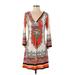 White Mark COUTURE COLLECTION Casual Dress: Orange Baroque Print Dresses - Women's Size Small