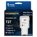 Woungzha Compatible Ink Cartridge 727 300ML High Yield Replacement for HP DesignJet T1500 T2500 T2530ps T3500 T920 T930 T930 T1530 Postscript Printers (1 Grey)