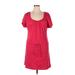 Kim Rogers Casual Dress - Mini Scoop Neck Short sleeves: Red Print Dresses - Women's Size X-Large