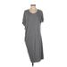 Athleta Casual Dress - Shift Scoop Neck Short sleeves: Gray Print Dresses - Women's Size Small