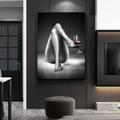 HIPWST Mordern Nordic Sexy Girl with wine glass Canvas Paintings Wall Art Colorful Woman Portrait Graffiti Art Posters Print 80x120cm Frameless