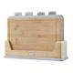 Cooks Professional Index Chopping Board Set | Set of 4 Bamboo Chopping Boards with Stand | Wooden Cutting Boards with Tabs for Fruit & Vegetables, Cooked Food, Raw Meat & Fish | Grey