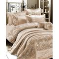 oceanevo® GIGI Embroidered Duvet Cover with Pillowcases Lace Diamante Quilt Silk Satin Bed Throw & Shams Bedspread Bed Sets (Mink, Bed Throw + Shams)