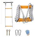 Agashi Rope Ladder, Fire Escape Ladder, 2/3/4 Storey Safety Rope Ladder with Hooks Weight Capacity up to 420Kg/12M/39Ft