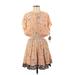 Amuse Society Casual Dress - Mini High Neck Short sleeves: Tan Floral Dresses - New - Women's Size X-Small
