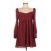 Charles Henry Casual Dress - Mini: Burgundy Dresses - Women's Size Medium