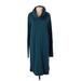 Ann Taylor LOFT Outlet Casual Dress - Sweater Dress Cowl Neck Long sleeves: Teal Print Dresses - Women's Size X-Small