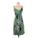 Tommy Bahama Casual Dress - A-Line V Neck Sleeveless: Green Print Dresses - Women's Size Small