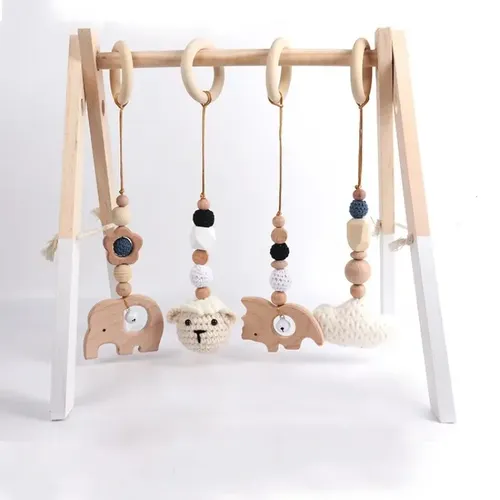 4 Stück Babybett Spielzeug Holz hängen Rassel Spielzeug Neugeborenen Autos itze Kinderwagen hängen