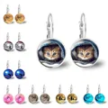 Glass Black And White Two Cat Earrings Ladies Fashion Earrings 2023 New Jewelry Jewelry 2 Colors