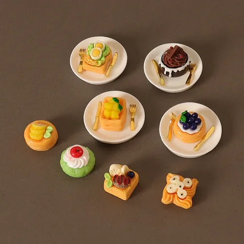 1/12 Puppenhaus Miniatur Kuchen Geschirr Set Puppenhaus simuliert Dessert Puppen Haus Küche Zubehör