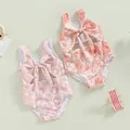 0-3Y Baby Girls Kids Swimwear Sleeveless Shell Print Cut Out Bikini Kids Beachwear Child Bathing