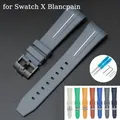 Gummiband für Blanc pain x Swatch Kollaboration Edelstahls chnalle 22mm gebogene Schnitts telle