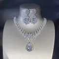 Valuable Lab Diamond Jewelry set 925 Sterling Silver Wedding Necklace Earrings For Women Bridal