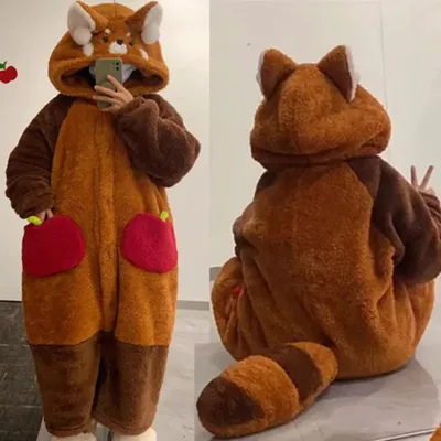Erwachsene Waschbär Roben Onesies Pyjamas Cartoon Pyjama Waschbär Kigurumi Halloween Cosplay Kostüme Schlafanzug Tier Nachtwäsche Image