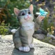 Solar Garden Lawn Animal Sculpture Luminous Resin Yard Cat Art Statue Ornaments Handicraft Home