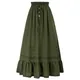 Women Renaissance Maxi Skirts Tiered Long Boho Skirt With Pockets Elastic Drawstring Waist Ruffled