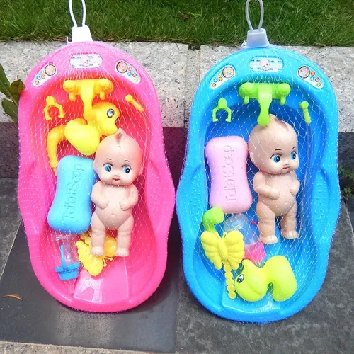 Realistische Baby puppe Bades pielzeug kleine neugeborene Puppe Bad Set mit Badewanne Dusche Zubehör