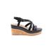 Lucky Brand Wedges: Black Print Shoes - Women's Size 8 1/2 - Open Toe
