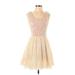 Charlotte Russe Cocktail Dress - Mini Scoop Neck Sleeveless: Gold Dresses - Women's Size Small