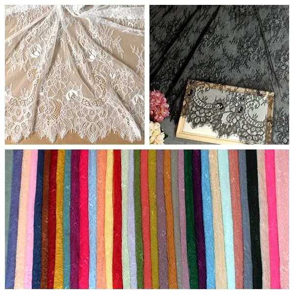 42 Colors Available Subtle Thin Quality Eyelash Chantilly Lace Fabric for Skirt Clothing DIY 2021