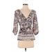 BCBGMAXAZRIA 3/4 Sleeve Blouse: Silver Tops - Women's Size X-Small