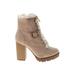 Express Boots: Tan Solid Shoes - Women's Size 7 1/2 - Round Toe