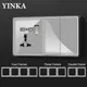 YINKA Acrylic Light Switch EU Korean Standard Wall Switch Safety Hotel 1 Gang Recessed Switch Light