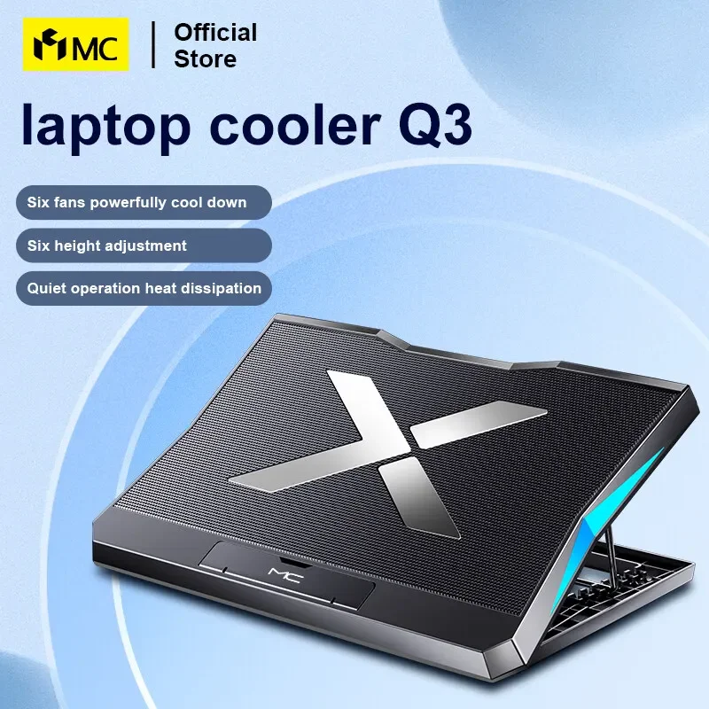 Q3 Gaming-Laptop-Kühler mit sechs Lüftern, höhenverstellbar, leises Kühlpad, Laptops, Computerständer für Laptops unter 15,6 Zoll Image